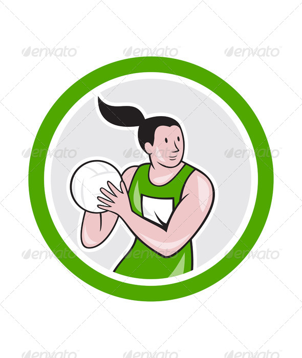 GraphicRiver Netball Player Catching Ball Circle Cartoon 7779996 GraphicRiver Netball Player Catching Ball Circle Cartoon 7779996