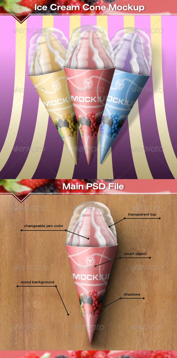 GraphicRiver Ice Cream Cone Mockup 7783603 GraphicRiver Ice Cream Cone Mockup 7783603