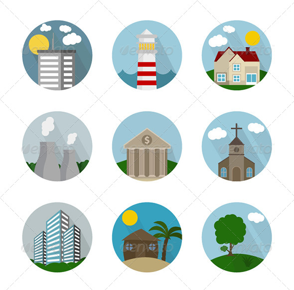 GraphicRiver Icon Flat City 7789250 GraphicRiver Icon Flat City 7789250