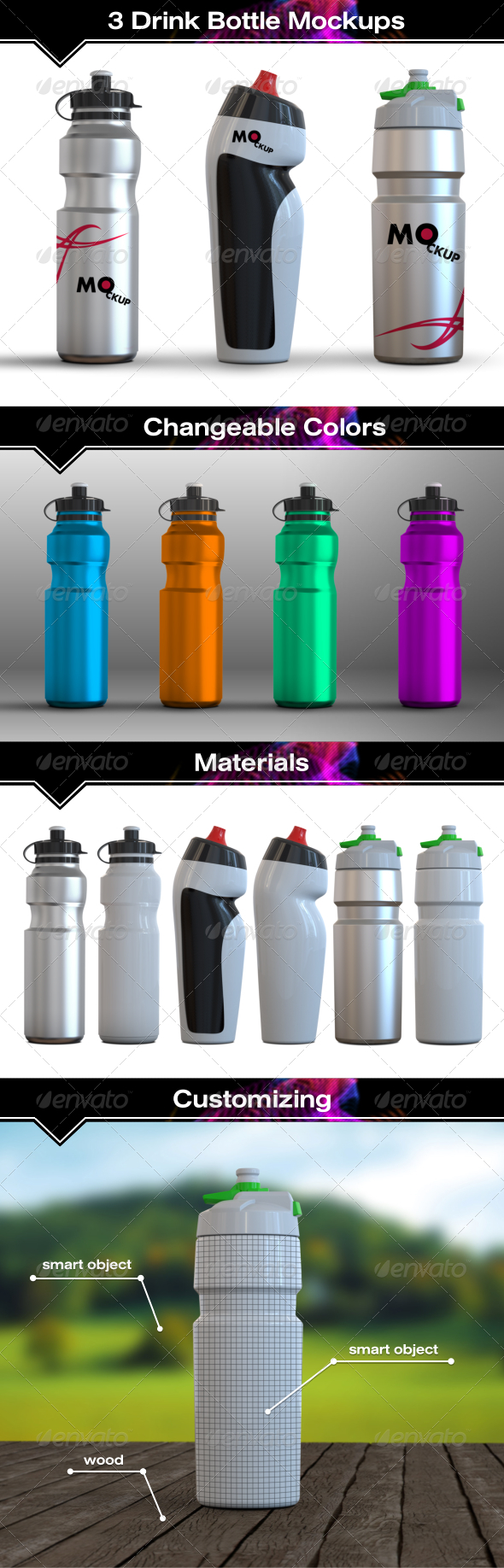 GraphicRiver 3 Drink Water Bottle Mockups 7807062 GraphicRiver 3 Drink Water Bottle Mockups 7807062
