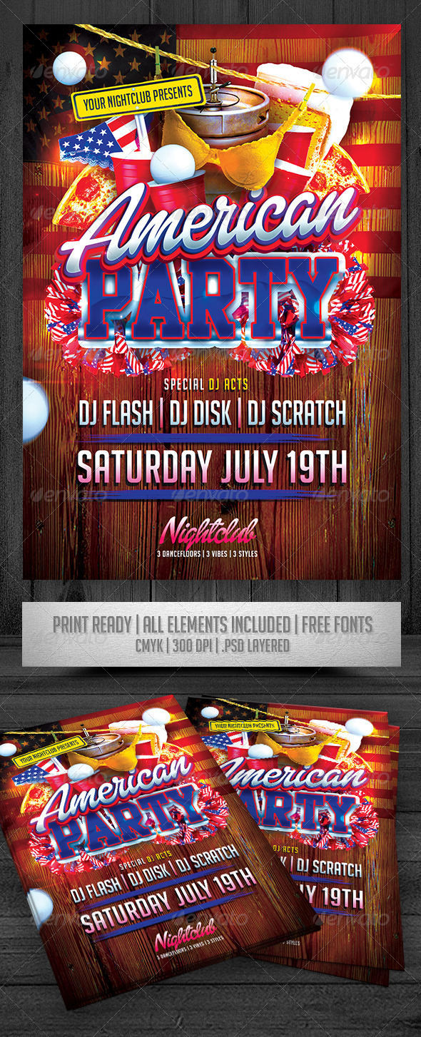 GraphicRiver American Party Flyer 7788722 GraphicRiver American Party Flyer 7788722