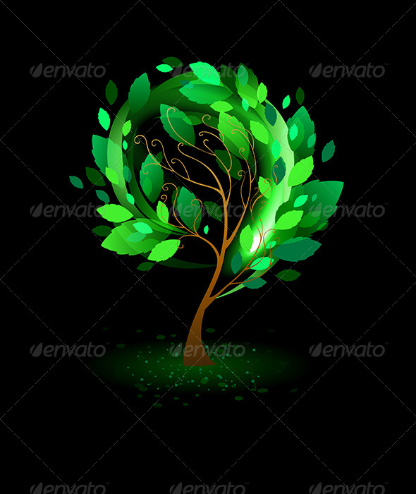 GraphicRiver Green Tree on Black Background 7811124 GraphicRiver Green Tree on Black Background 7811124