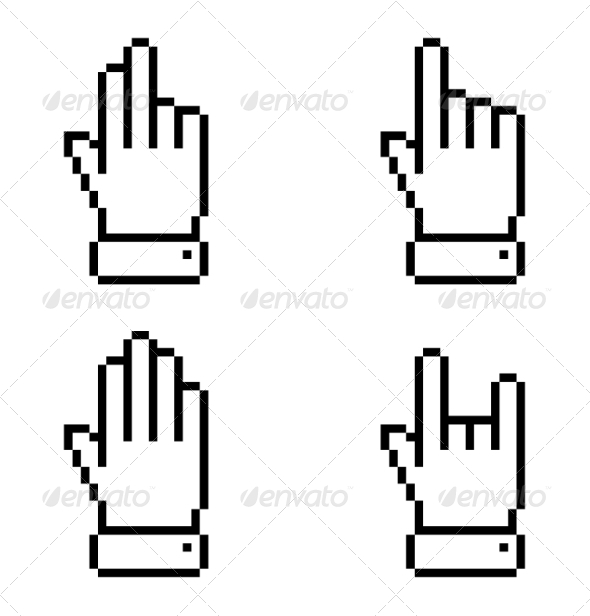 GraphicRiver Set of Black Pixel Hand Icons 7811765 GraphicRiver Set of Black Pixel Hand Icons 7811765