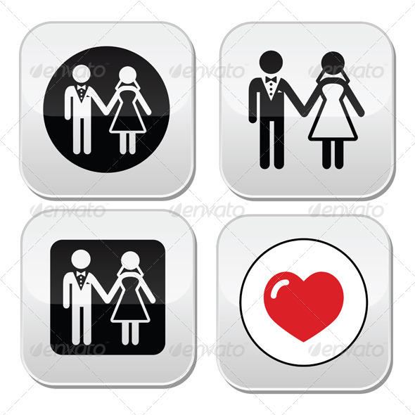 GraphicRiver Wedding Married Couple White Icon Set on Black 7812705 GraphicRiver Wedding Married Couple White Icon Set on Black 7812705
