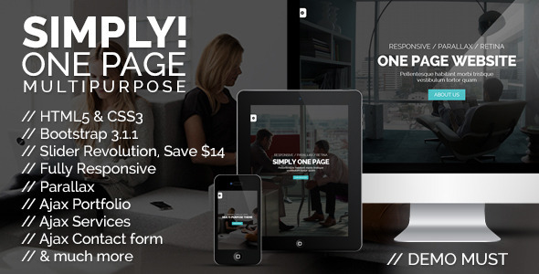 ThemeForest Simply One Page Multi-purpose HTML Template 7788220 ThemeForest Simply One Page Multi-purpose HTML Template 7788220