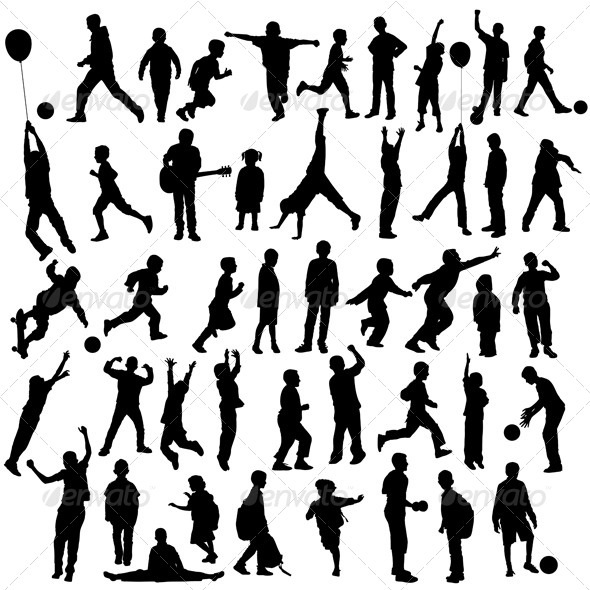 GraphicRiver Silhouettes of Children 7808098 GraphicRiver Silhouettes of Children 7808098