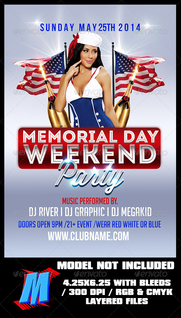 GraphicRiver Memorial Day Party Flyer Template 7822375 GraphicRiver Memorial Day Party Flyer Template 7822375