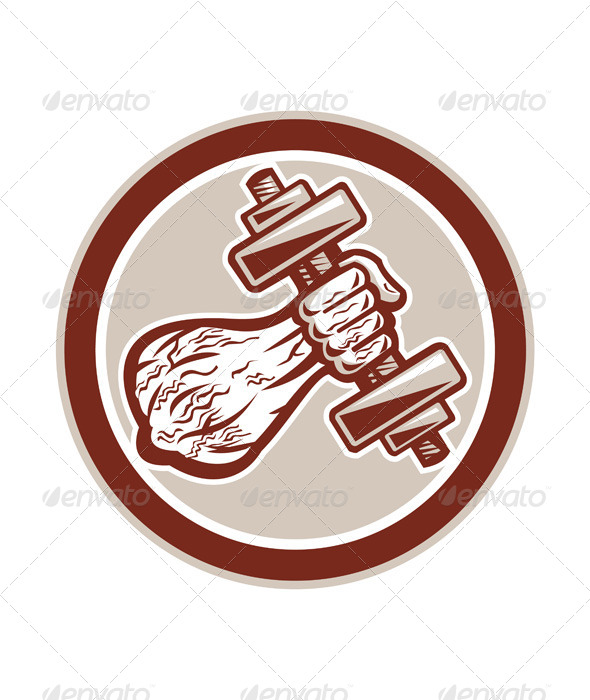 GraphicRiver Hand Lifting Dumbbell in Circle 7823396 GraphicRiver Hand Lifting Dumbbell in Circle 7823396