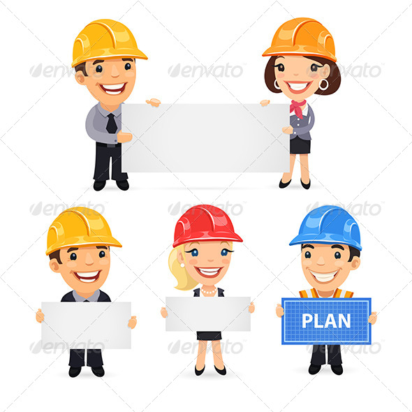 GraphicRiver Foremen Presenting Empty Banners 7819405 GraphicRiver Foremen Presenting Empty Banners 7819405