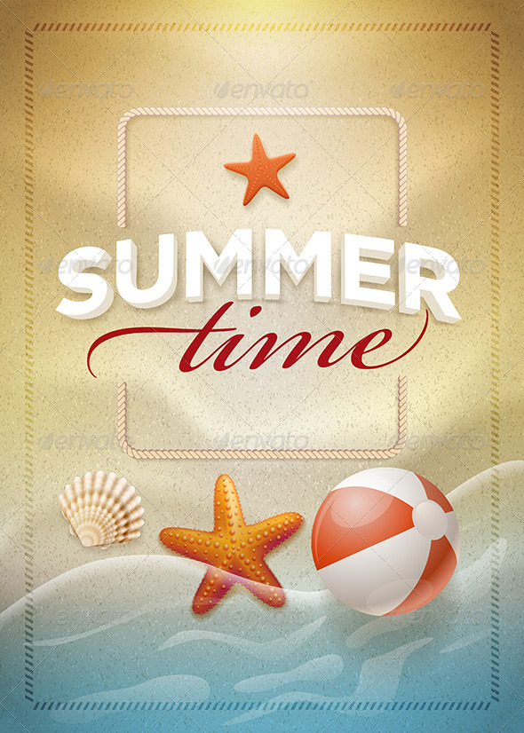 GraphicRiver Summer Time on Beach Sand Poster Design 7830457 GraphicRiver Summer Time on Beach Sand Poster Design 7830457