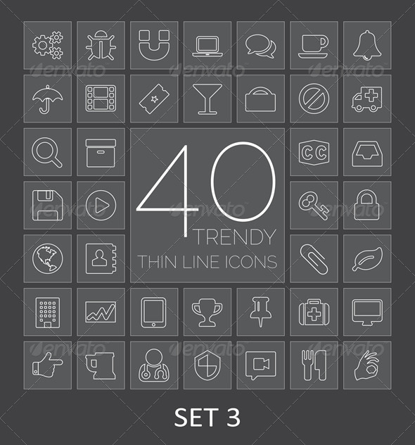 GraphicRiver 40 Trendy Thin Line Icons Set 3 7830914 GraphicRiver 40 Trendy Thin Line Icons Set 3 7830914