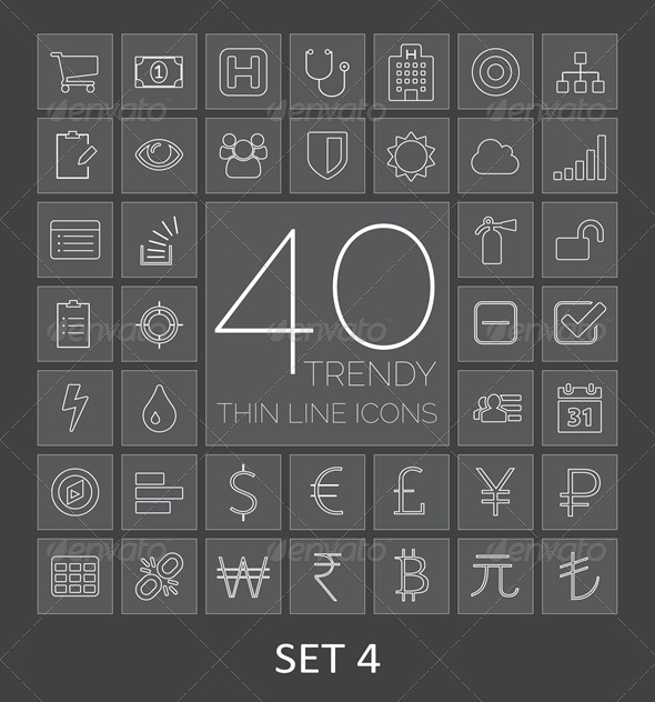 GraphicRiver 40 Trendy Thin Line Icons Set 4 7830934 GraphicRiver 40 Trendy Thin Line Icons Set 4 7830934