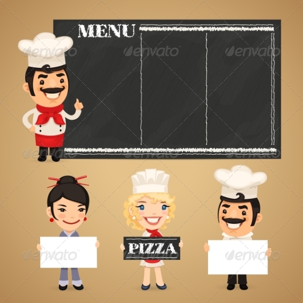 GraphicRiver Chefs Presenting Empty Banners 7834983 GraphicRiver Chefs Presenting Empty Banners 7834983