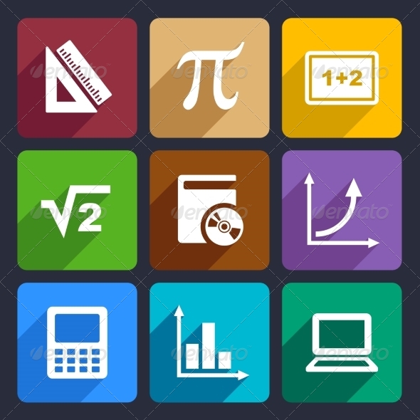 GraphicRiver Mathematics Flat Icons Set 52 7838553 GraphicRiver Mathematics Flat Icons Set 52 7838553