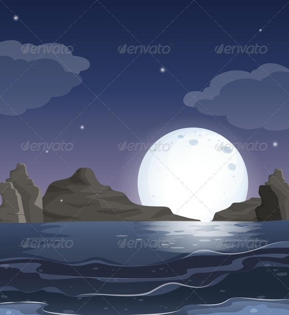 GraphicRiver View of the Ocean at Night 7844162 GraphicRiver View of the Ocean at Night 7844162