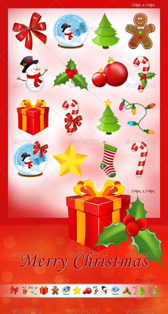 Set of 16 Christmas Icons - Seasonal Icons