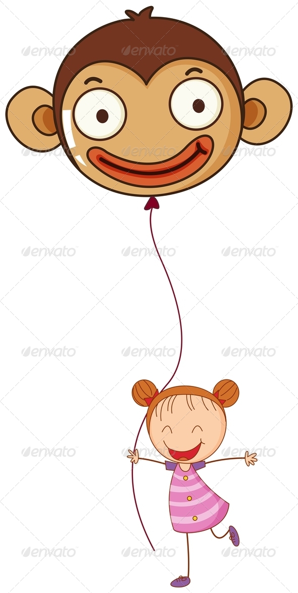 GraphicRiver Girl with Monkey Balloon 7845434 GraphicRiver Girl with Monkey Balloon 7845434