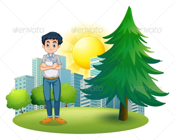 GraphicRiver Man standing near pine tree 7845875 GraphicRiver Man standing near pine tree 7845875