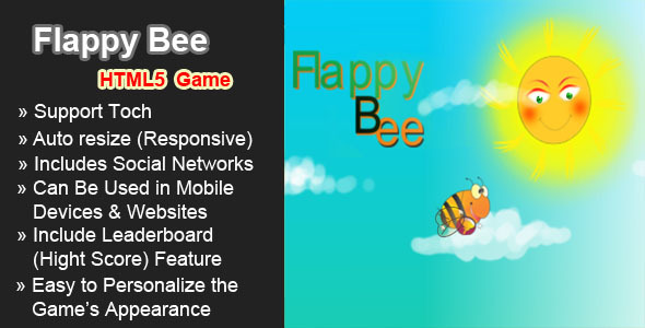 CodeCanyon Flappy Bee HTML5 Game 7846963 CodeCanyon Flappy Bee HTML5 Game 7846963