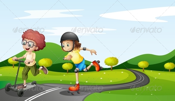 GraphicRiver Kids Playing on Path 7851362 GraphicRiver Kids Playing on Path 7851362