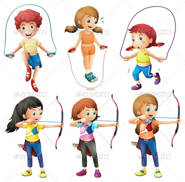 GraphicRiver Kids Skipping and Archery 7853292 GraphicRiver Kids Skipping and Archery 7853292