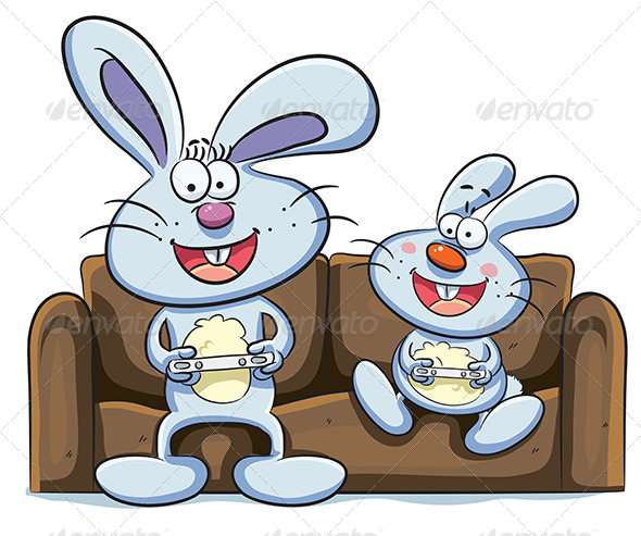 GraphicRiver Bunny Playing Video Games 7853611 GraphicRiver Bunny Playing Video Games 7853611