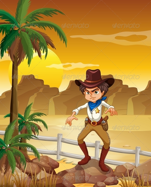 GraphicRiver Angry cowboy in the desert 7854215 GraphicRiver Angry cowboy in the desert 7854215