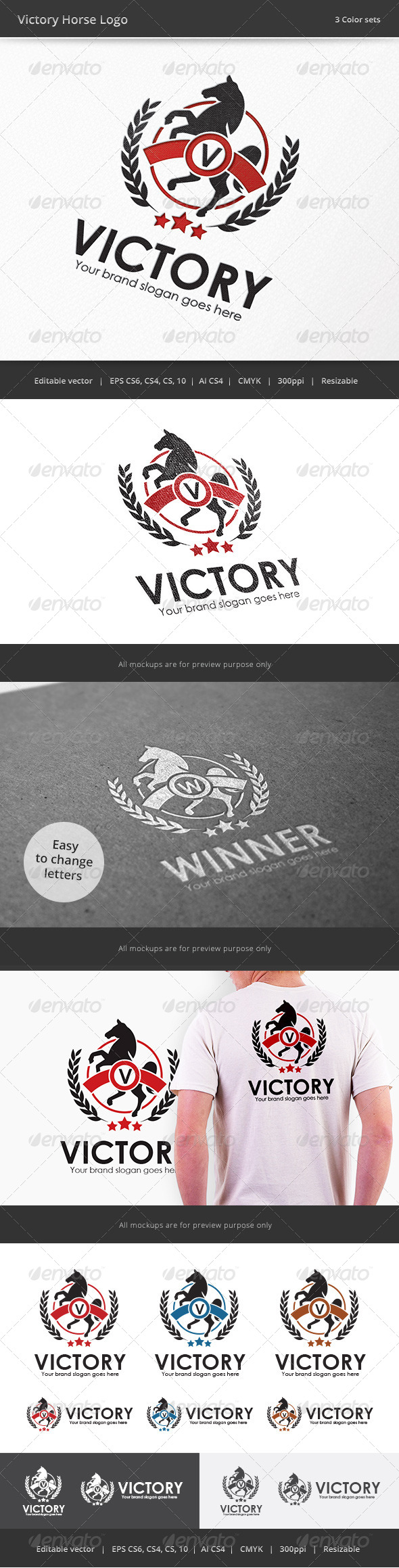 GraphicRiver Victory Horse Letter Crest Logo 7857559 GraphicRiver Victory Horse Letter Crest Logo 7857559