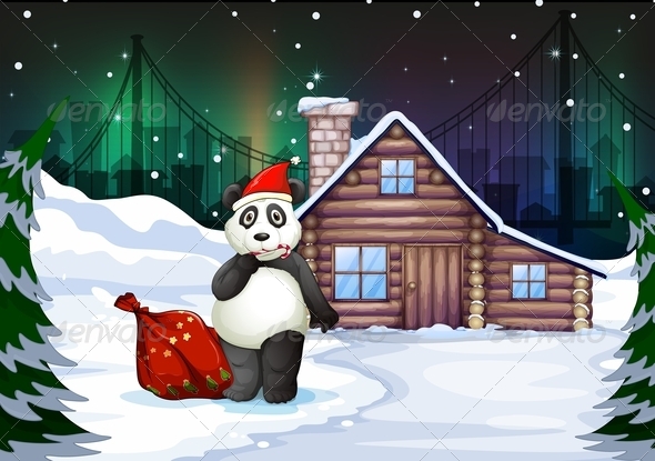 GraphicRiver Santa Panda with Sack Full of Gifts 7860685 GraphicRiver Santa Panda with Sack Full of Gifts 7860685