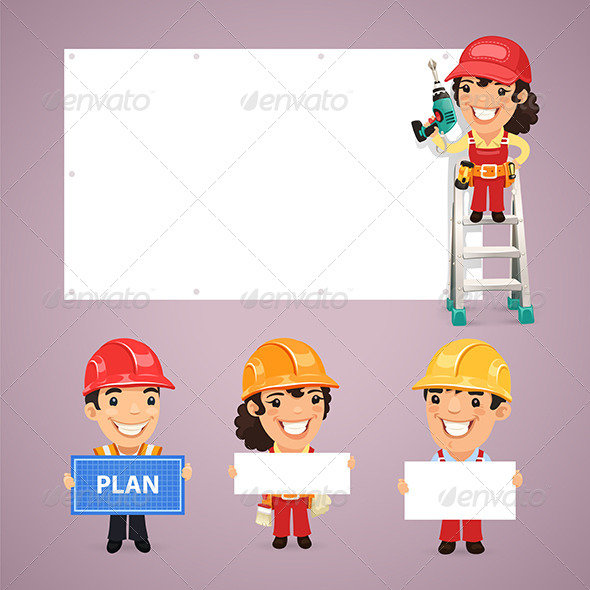 GraphicRiver Builders Presenting Empty Banners 7849221 GraphicRiver Builders Presenting Empty Banners 7849221