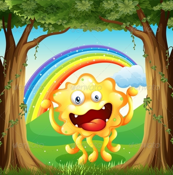 GraphicRiver Monster in the woods with rainbow 7861938 GraphicRiver Monster in the woods with rainbow 7861938