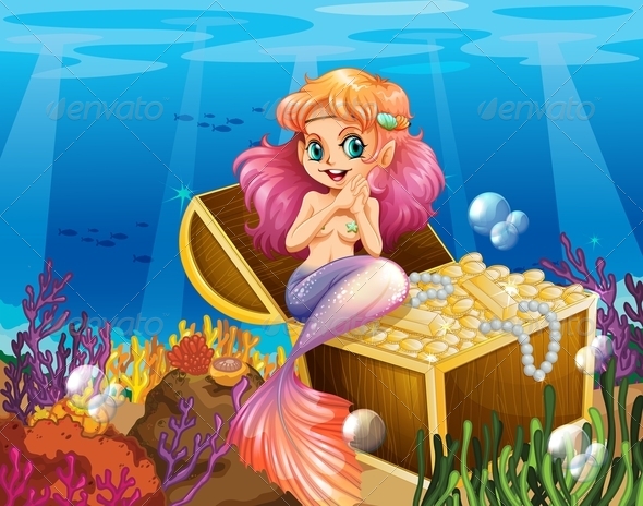 GraphicRiver Mermaid with Treasure 7862999 GraphicRiver Mermaid with Treasure 7862999