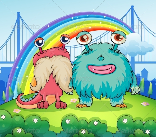GraphicRiver Two Monsters and a Rainbow 7863020 GraphicRiver Two Monsters and a Rainbow 7863020