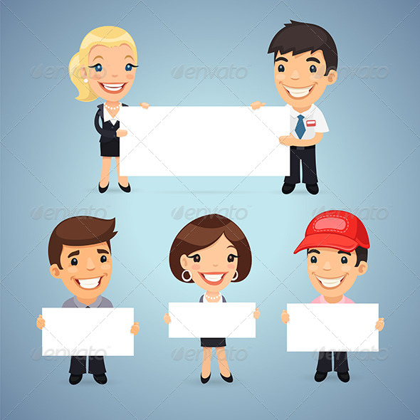 GraphicRiver Managers with Blank Placards 7871355 GraphicRiver Managers with Blank Placards 7871355