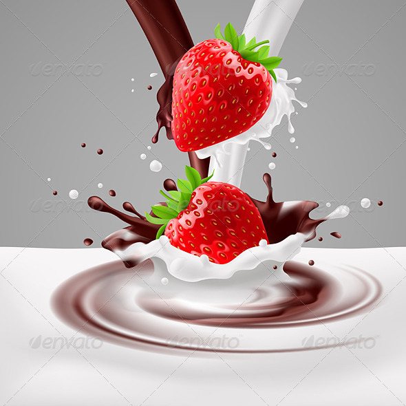 GraphicRiver Strawberries with Milk and Chocolate 7874039 GraphicRiver Strawberries with Milk and Chocolate 7874039