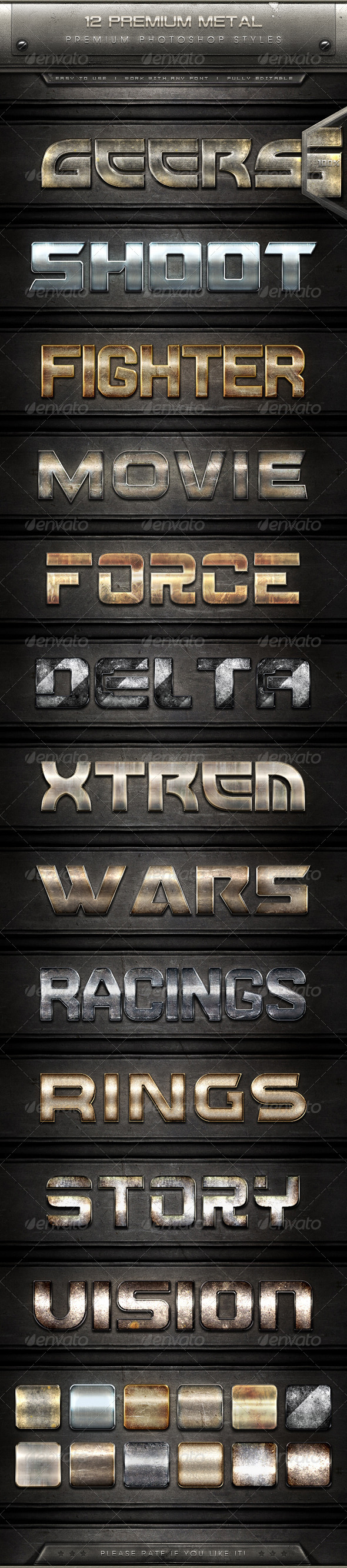 GraphicRiver 12 Premium Metal Text Effect Styles 7883195 GraphicRiver 12 Premium Metal Text Effect Styles 7883195