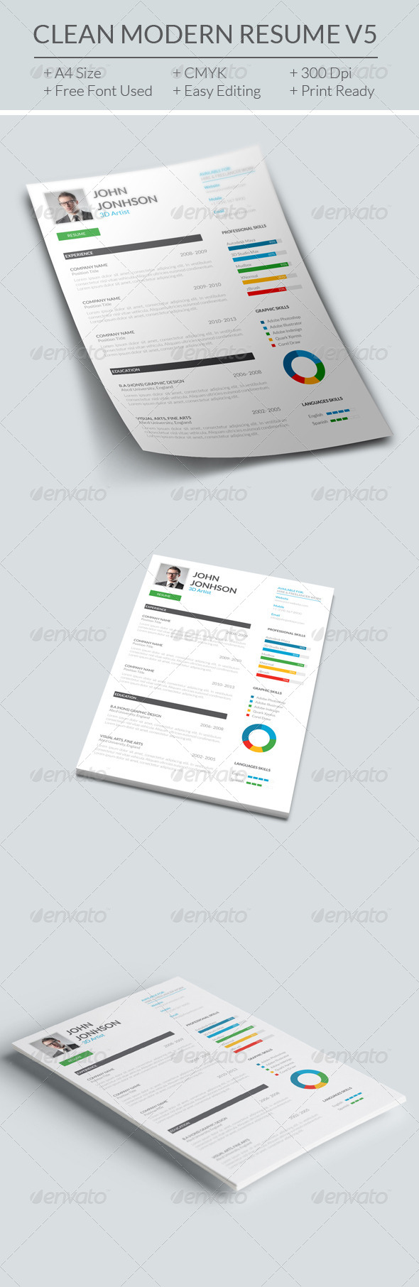 GraphicRiver Clean Modern Resume V5 7883504 GraphicRiver Clean Modern Resume V5 7883504
