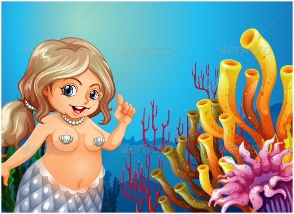 GraphicRiver Mermaid under the sea with coral 7891510 GraphicRiver Mermaid under the sea with coral 7891510