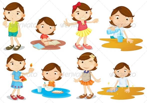 GraphicRiver Girl s Daily Activities 7892616 GraphicRiver Girl s Daily Activities 7892616