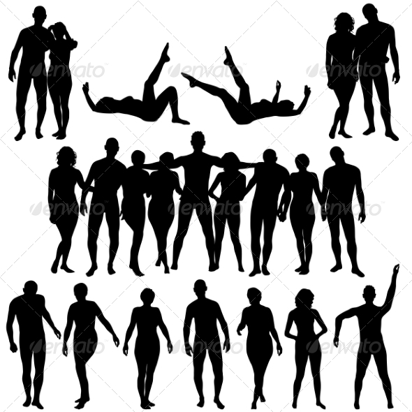 GraphicRiver Black Silhouettes of Beautiful Men and Women 7893782 GraphicRiver Black Silhouettes of Beautiful Men and Women 7893782