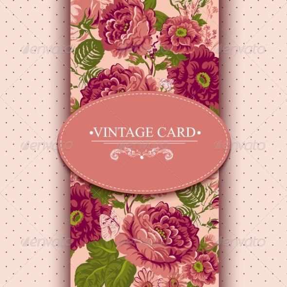 GraphicRiver Elegance Vintage Floral Card with Roses 7894734 GraphicRiver Elegance Vintage Floral Card with Roses 7894734