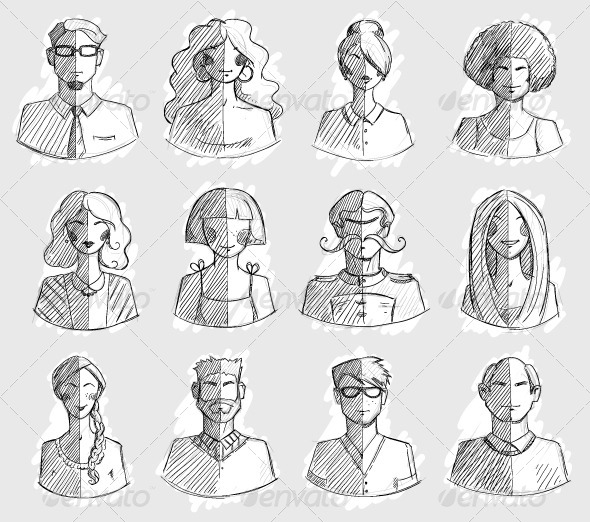 GraphicRiver Characters design Hand drawn icons Faces Sketch 7901437 GraphicRiver Characters design Hand drawn icons Faces Sketch 7901437