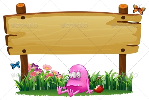 GraphicRiver Poisoned Monster with Empty Wooden Sign 7902699 GraphicRiver Poisoned Monster with Empty Wooden Sign 7902699