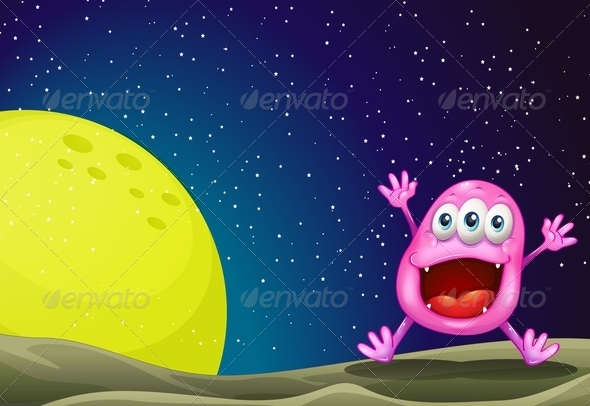 GraphicRiver Happy Monster at Night 7903703 GraphicRiver Happy Monster at Night 7903703