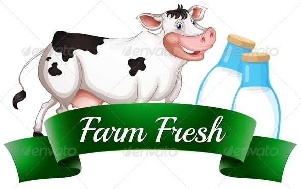 GraphicRiver A Cow with a Farm Fresh Label 7905503 GraphicRiver A Cow with a Farm Fresh Label 7905503