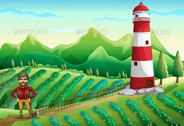 GraphicRiver Farm with a Tower and a Lumberjack 7905642 GraphicRiver Farm with a Tower and a Lumberjack 7905642
