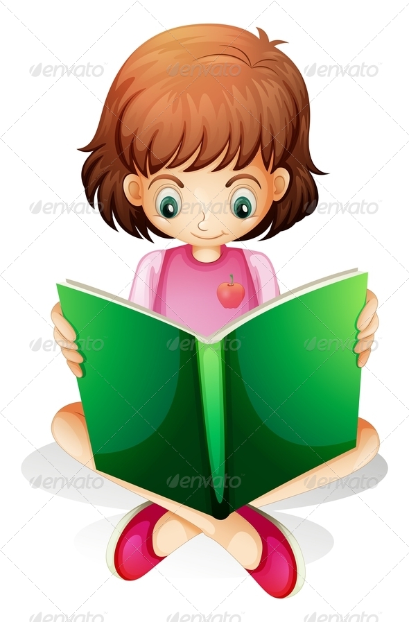 GraphicRiver Young Girl Reading a Green Book 7906037 GraphicRiver Young Girl Reading a Green Book 7906037