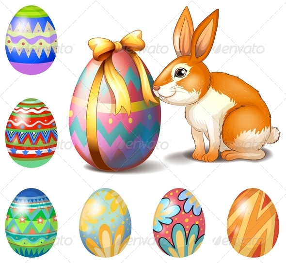 GraphicRiver Seven Easter Eggs and a Bunny 7911864 GraphicRiver Seven Easter Eggs and a Bunny 7911864