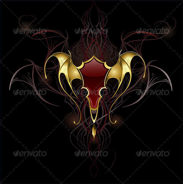 GraphicRiver Banner with Golden Membranous Wings 7911981 GraphicRiver Banner with Golden Membranous Wings 7911981