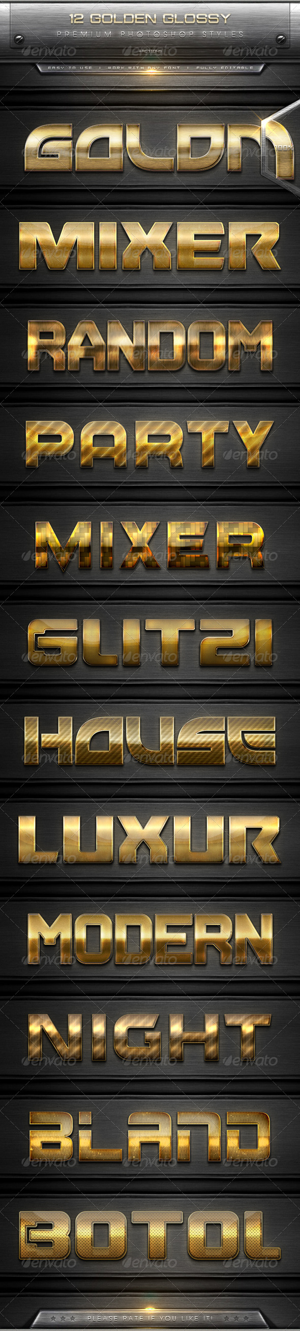 GraphicRiver 12 Golden Glossy Text Effect Styles & Actions 7914805 GraphicRiver 12 Golden Glossy Text Effect Styles & Actions 7914805